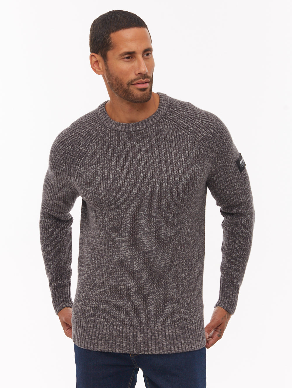 Molna Raglan Sleeve Crew Neck Sweater - Grey
