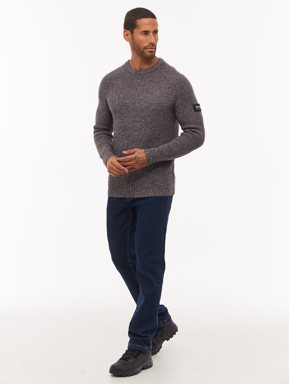 Molna Raglan Sleeve Crew Neck Sweater - Grey